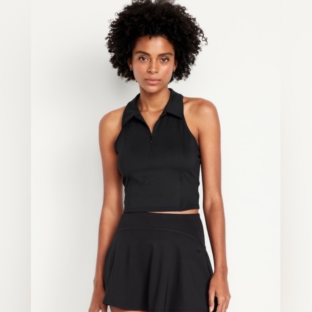 NEW Old Navy Powersoft Crop Black Polo - size M